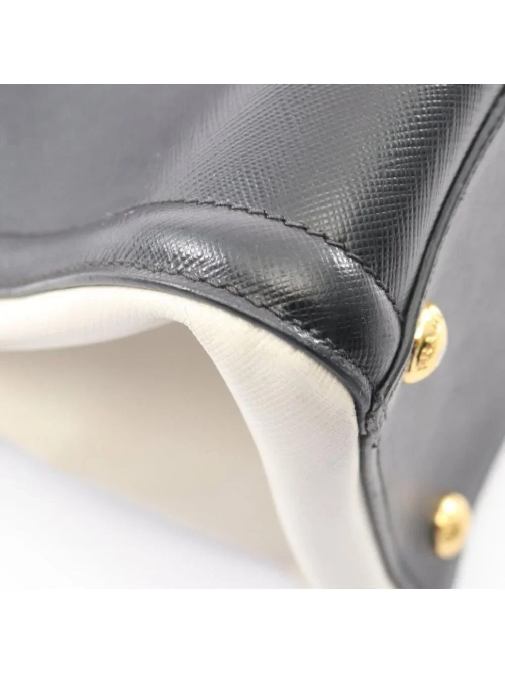 Prada Tote Galleria 2-Way Black Ivory Saffiano Leather Large Handbag